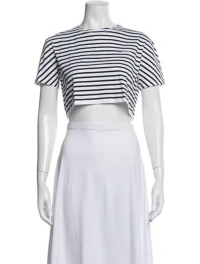 Pre-owned Miu Miu 2023 Striped Crop Top In White