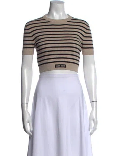 Pre-owned Miu Miu 2023 Striped Crop Top In White