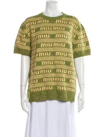 Pre-owned Miu Miu 2023 Striped Sweater W/ Tags In Green