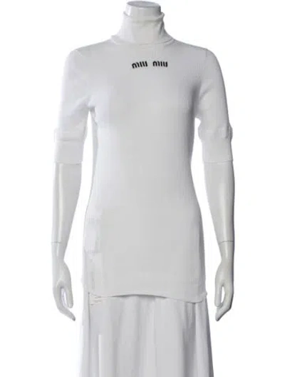 Pre-owned Miu Miu 2023 Turtleneck Sweater In White