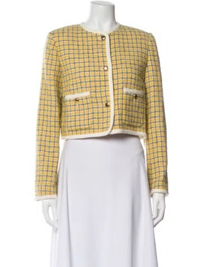 Pre-owned Miu Miu 2023 Tweed Evening Jacket In Yellow