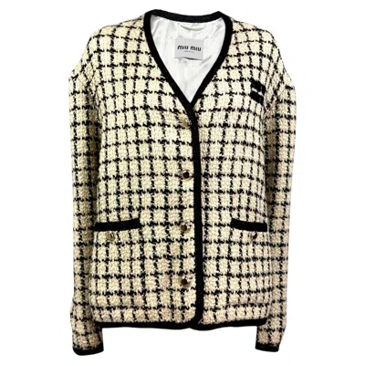 Pre-owned Miu Miu 2023 Tweed Jacket In Sand
