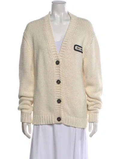 Pre-owned Miu Miu 2023 V-neck Sweater In Neutral