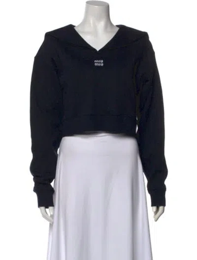 Pre-owned Miu Miu 2023 V-neck Sweatshirt In Black