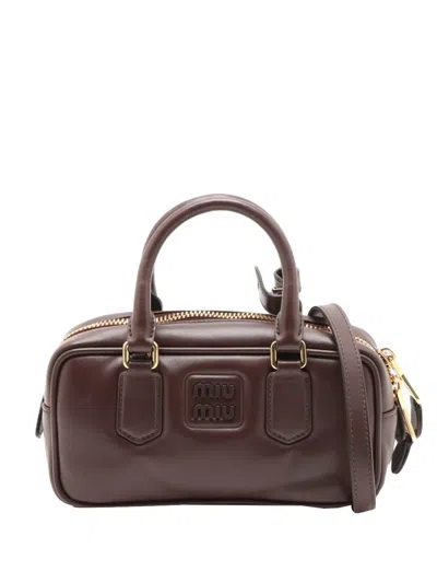 Pre-owned Miu Miu 2023-2026 Leather Arcadie Satchel In Brown