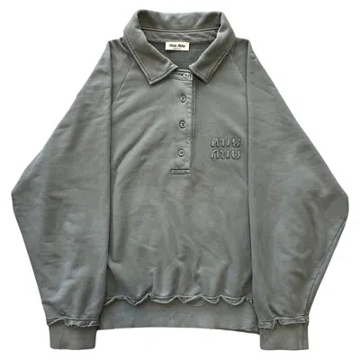 Pre-owned Miu Miu 2023ss Garment-dye Cotton Polo Sweat Shirt Hoodie