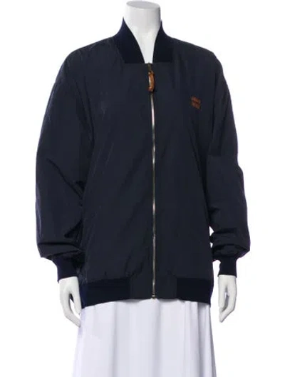 Pre-owned Miu Miu 2024 Bomber Jacket W/ Tags In Blue