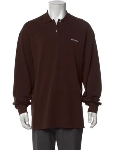 Pre-owned Miu Miu 2024 Collar Polo Shirt In Brown