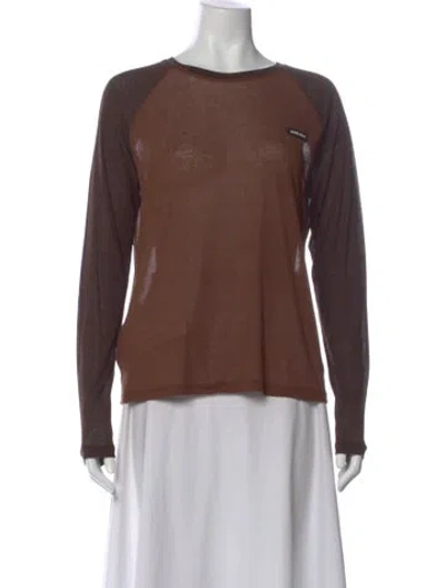 Pre-owned Miu Miu 2024 Crew Neck Top W/ Tags In Brown