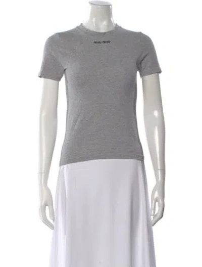 Pre-owned Miu Miu 2024 Crew Neck T-shirt In Gray