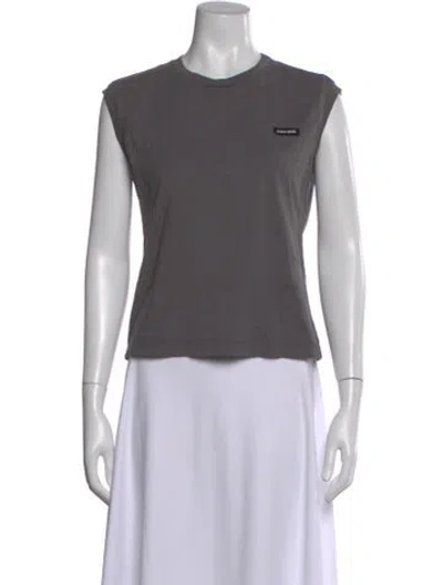Pre-owned Miu Miu 2024 Crew Neck T-shirt In Gray