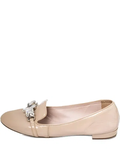Pre-owned Miu Miu 2024 Crystal-embellished Ballet Flats In Neutral