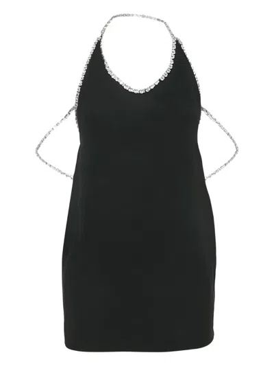 Pre-owned Miu Miu 2024 Crystal Sleeveless Mini Dress In Black