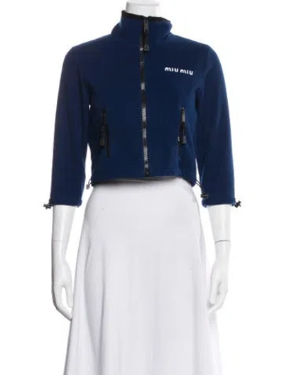 Pre-owned Miu Miu 2024 Fleece Jacket In Blue