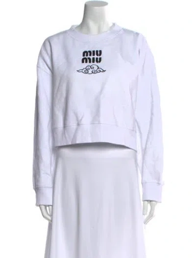 Pre-owned Miu Miu 2024 Graphic Print Sweatshirt In White