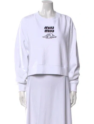 Pre-owned Miu Miu 2024 Graphic Print Sweatshirt In White