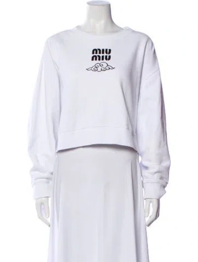 Pre-owned Miu Miu 2024 Graphic Print Sweatshirt In White