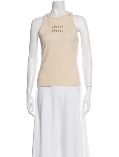 Pre-owned Miu Miu 2024 Graphic Print Top In Neutral