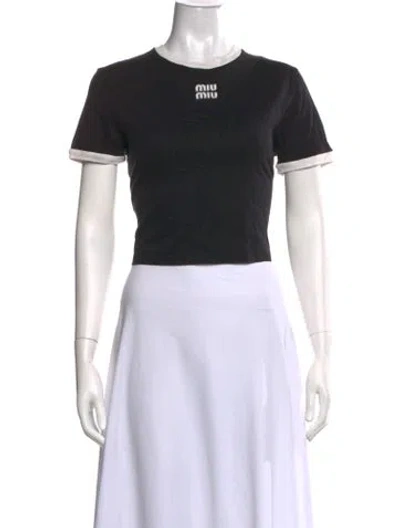 Pre-owned Miu Miu 2024 Graphic Print T-shirt In Black