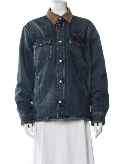 Pre-owned Miu Miu 2024 Holiday Denim Jacket In Blue