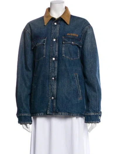 Pre-owned Miu Miu 2024 Holiday Down Jacket In Blue