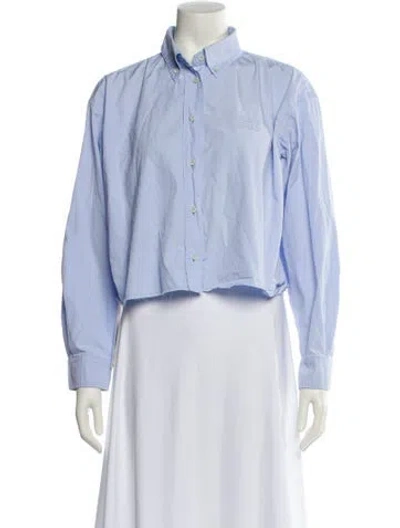 Pre-owned Miu Miu 2024 Long Sleeve Button-up Top In Blue