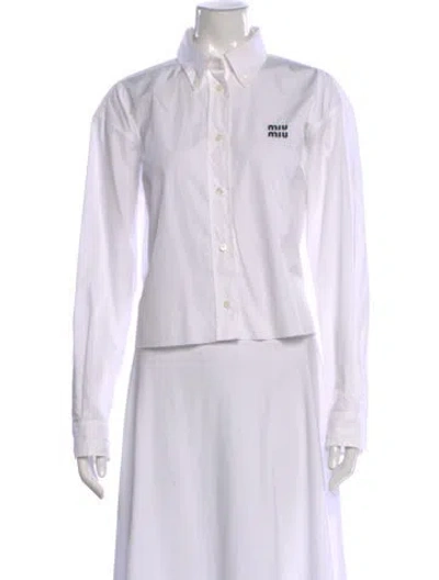 Pre-owned Miu Miu 2024 Long Sleeve Button-up Top In White