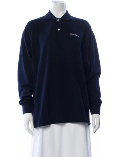 Pre-owned Miu Miu 2024 Long Sleeve Polo In Blue