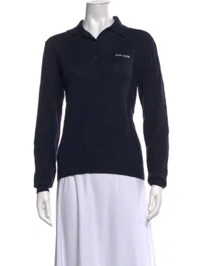 Pre-owned Miu Miu 2024 Long Sleeve Polo In Blue