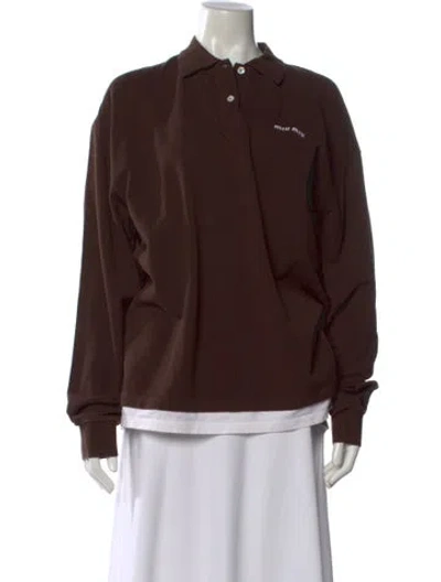 Pre-owned Miu Miu 2024 Long Sleeve Polo In Brown