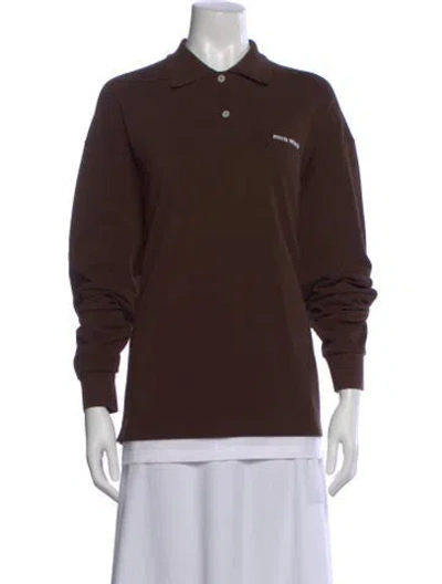 Pre-owned Miu Miu 2024 Long Sleeve Polo In Brown