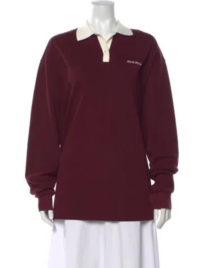 Pre-owned Miu Miu 2024 Long Sleeve Polo In Burgundy