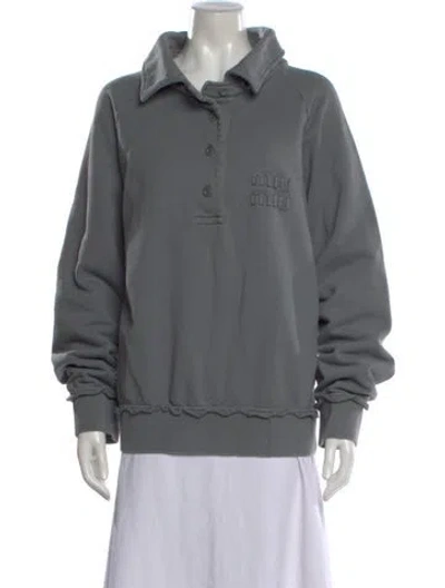 Pre-owned Miu Miu 2024 Long Sleeve Polo In Gray