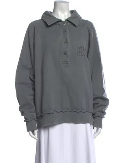 Pre-owned Miu Miu 2024 Long Sleeve Polo In Grey