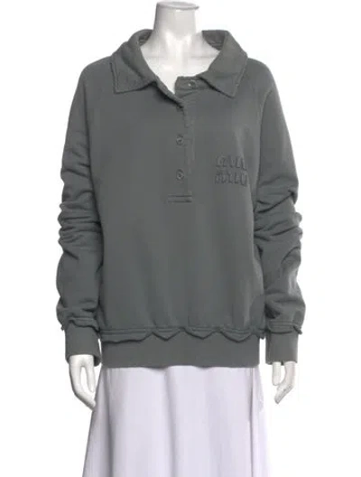 Pre-owned Miu Miu 2024 Long Sleeve Polo In Grey