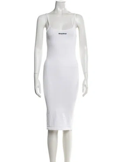 Pre-owned Miu Miu 2024 Midi Length Dress In White