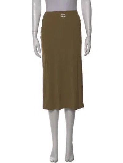 Pre-owned Miu Miu 2024 Midi Length Skirt In Green