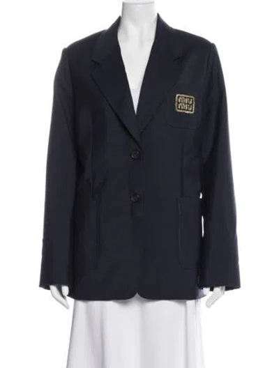 Pre-owned Miu Miu 2024 Mohair Blazer In Blue