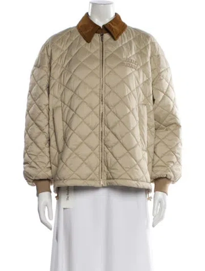Pre-owned Miu Miu 2024 Printed Bomber Jacket In Neutral