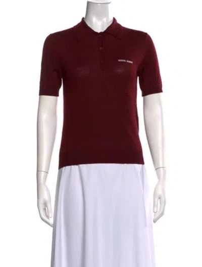 Pre-owned Miu Miu 2024 Short Sleeve Polo In Burgundy