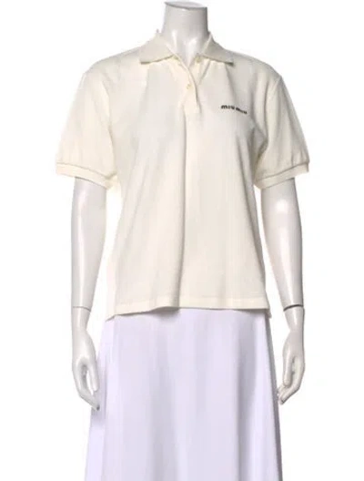 Pre-owned Miu Miu 2024 Short Sleeve Polo In Neutrals
