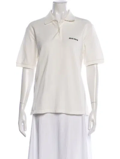 Pre-owned Miu Miu 2024 Short Sleeve Polo In White