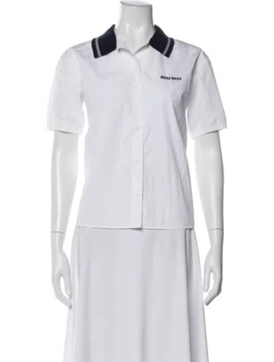 Pre-owned Miu Miu 2024 Short Sleeve Polo In White
