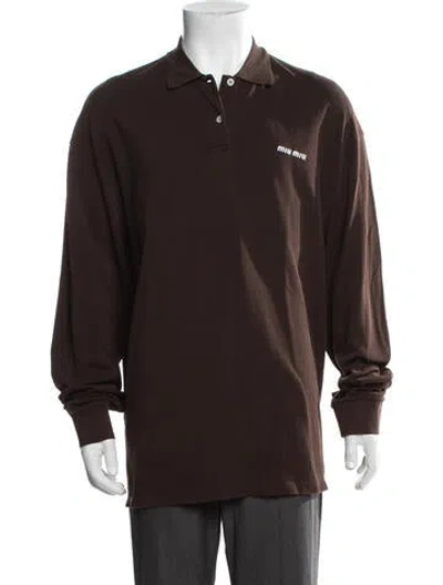 Pre-owned Miu Miu 2024 Signature Logo Polo Shirt In Brown