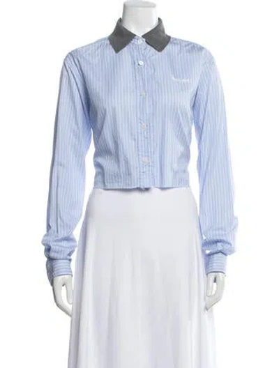 Pre-owned Miu Miu 2024 Striped Button-up Top In Blue/white
