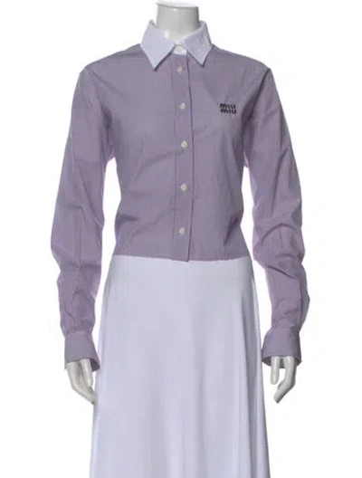 Pre-owned Miu Miu 2024 Striped Button-up Top In Purple