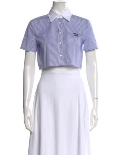 Pre-owned Miu Miu 2024 Striped Crop Top In Neutral