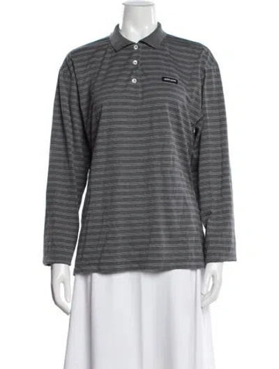Pre-owned Miu Miu 2024 Striped Polo In Gray