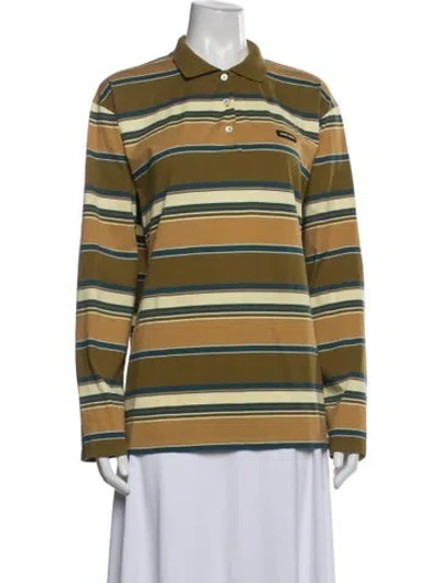 Pre-owned Miu Miu 2024 Striped Polo In Green
