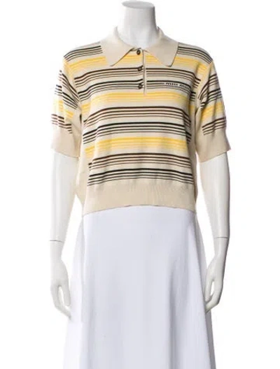 Pre-owned Miu Miu 2024 Striped Polo In Neutral